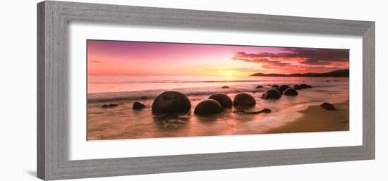 Moeraki Boulders on the Beach at Sunrise, Moeraki, Otago Region, South Island, New Zealand-null-Framed Photographic Print