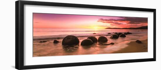 Moeraki Boulders on the Beach at Sunrise, Moeraki, Otago Region, South Island, New Zealand-null-Framed Photographic Print