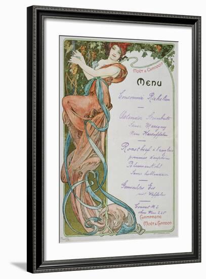 Moet and Chandon Menu, 1899-Alphonse Mucha-Framed Giclee Print