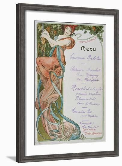 Moet and Chandon Menu, 1899-Alphonse Mucha-Framed Giclee Print