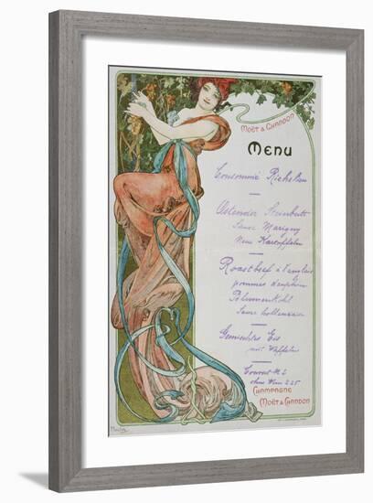 Moet and Chandon Menu, 1899-Alphonse Mucha-Framed Giclee Print