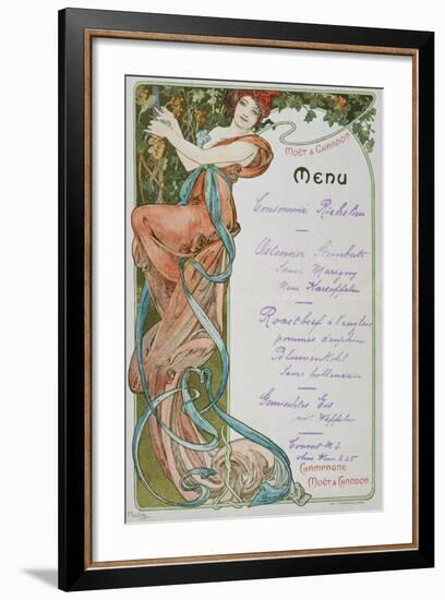 Moet and Chandon Menu, 1899-Alphonse Mucha-Framed Giclee Print