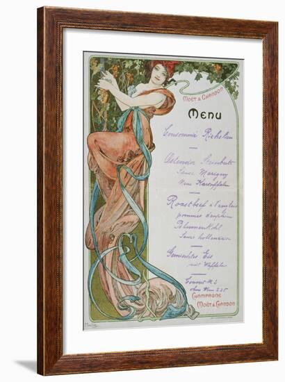 Moet and Chandon Menu, 1899-Alphonse Mucha-Framed Giclee Print