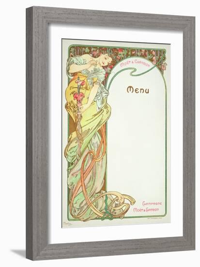 Moet and Chandon Menu, 1899-Alphonse Mucha-Framed Giclee Print