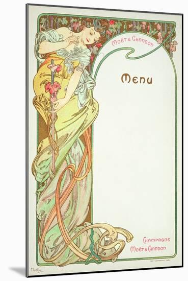 Moet and Chandon Menu, 1899-Alphonse Mucha-Mounted Giclee Print