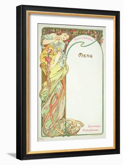 Moet and Chandon Menu, 1899-Alphonse Mucha-Framed Giclee Print