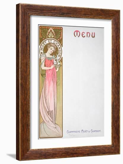 Moet and Chandon Menu, 1899-Alphonse Mucha-Framed Giclee Print