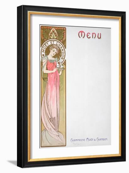 Moet and Chandon Menu, 1899-Alphonse Mucha-Framed Giclee Print