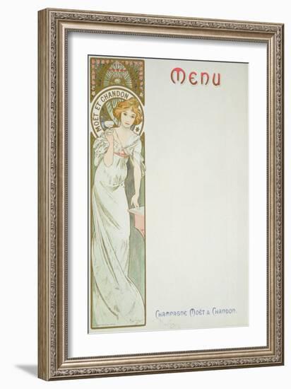 Moet and Chandon Menu, 1899-Alphonse Mucha-Framed Giclee Print