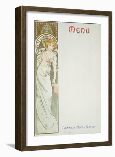 Moet and Chandon Menu, 1899-Alphonse Mucha-Framed Giclee Print