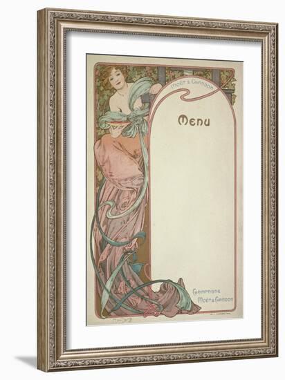 Moet and Chandon Menu, 1899-Alphonse Mucha-Framed Giclee Print