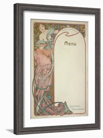 Moet and Chandon Menu, 1899-Alphonse Mucha-Framed Giclee Print