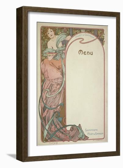 Moet and Chandon Menu, 1899-Alphonse Mucha-Framed Giclee Print