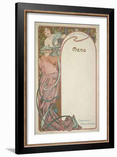 Moet and Chandon Menu, 1899-Alphonse Mucha-Framed Giclee Print