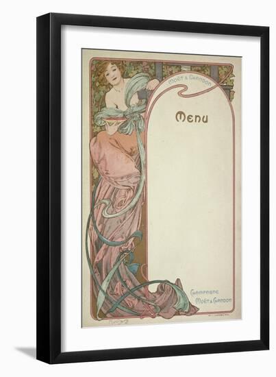 Moet and Chandon Menu, 1899-Alphonse Mucha-Framed Giclee Print