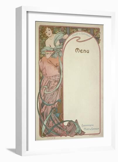 Moet and Chandon Menu, 1899-Alphonse Mucha-Framed Giclee Print