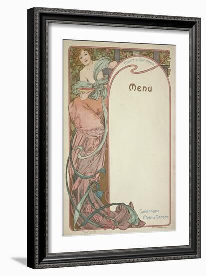 Moet and Chandon Menu, 1899-Alphonse Mucha-Framed Giclee Print