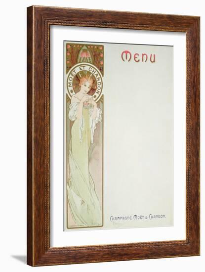 Moet and Chandon Menu, 1899-Alphonse Mucha-Framed Giclee Print