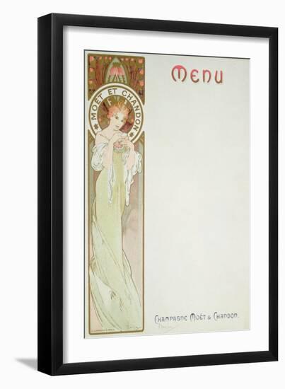 Moet and Chandon Menu, 1899-Alphonse Mucha-Framed Giclee Print