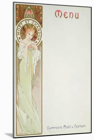 Moet and Chandon Menu, 1899-Alphonse Mucha-Mounted Giclee Print