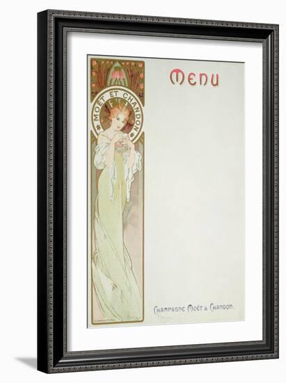 Moet and Chandon Menu, 1899-Alphonse Mucha-Framed Giclee Print