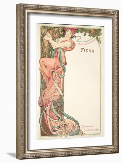 Moet and Chandon Menu, 1899-Alphonse Mucha-Framed Giclee Print