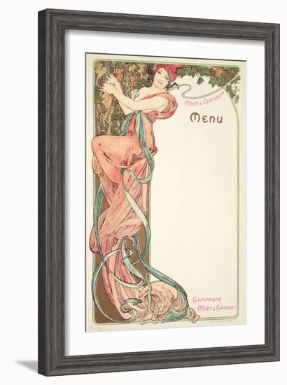 Moet and Chandon Menu, 1899-Alphonse Mucha-Framed Giclee Print