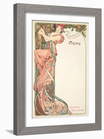 Moet and Chandon Menu, 1899-Alphonse Mucha-Framed Giclee Print