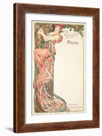 Moet and Chandon Menu, 1899-Alphonse Mucha-Framed Giclee Print