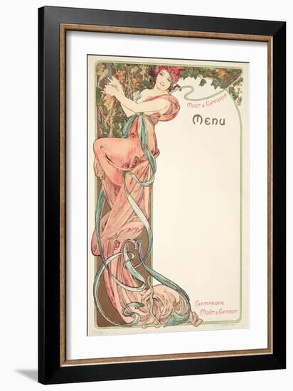 Moet and Chandon Menu, 1899-Alphonse Mucha-Framed Giclee Print