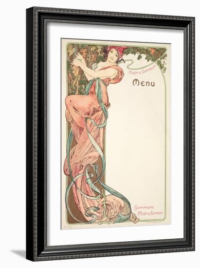 Moet and Chandon Menu, 1899-Alphonse Mucha-Framed Giclee Print