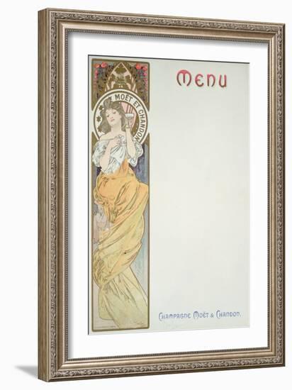 Moet and Chandon Menu, 1899-Alphonse Mucha-Framed Giclee Print