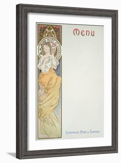 Moet and Chandon Menu, 1899-Alphonse Mucha-Framed Giclee Print