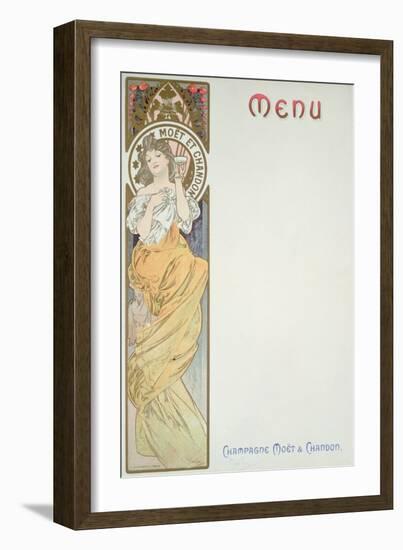 Moet and Chandon Menu, 1899-Alphonse Mucha-Framed Giclee Print