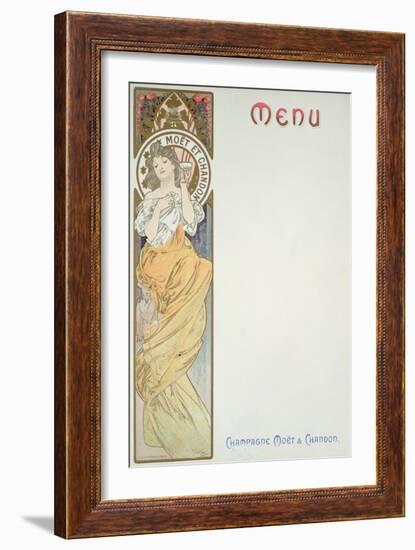 Moet and Chandon Menu, 1899-Alphonse Mucha-Framed Giclee Print