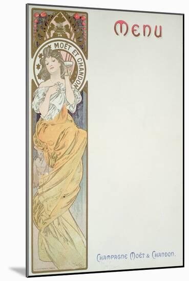 Moet and Chandon Menu, 1899-Alphonse Mucha-Mounted Giclee Print