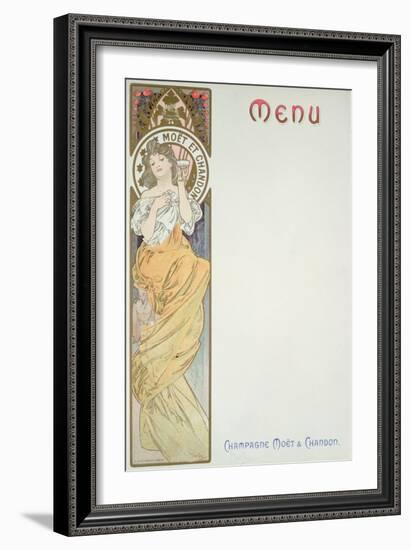 Moet and Chandon Menu, 1899-Alphonse Mucha-Framed Giclee Print