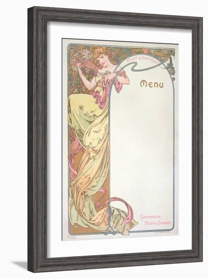 Moet and Chandon Menu, 1899-Alphonse Mucha-Framed Giclee Print