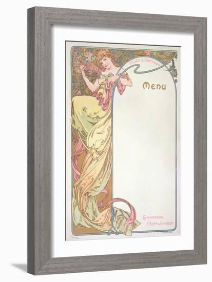 Moet and Chandon Menu, 1899-Alphonse Mucha-Framed Giclee Print