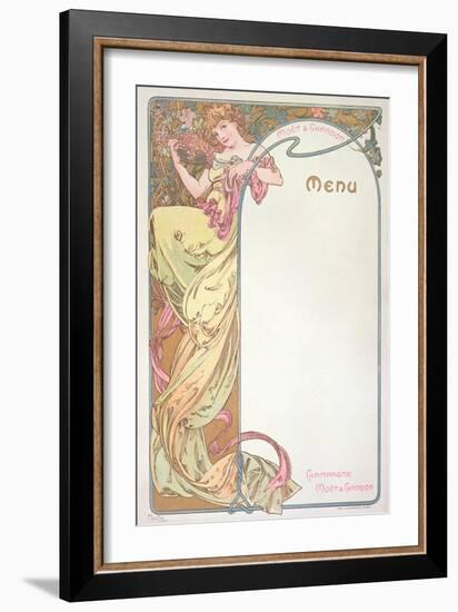 Moet and Chandon Menu, 1899-Alphonse Mucha-Framed Giclee Print