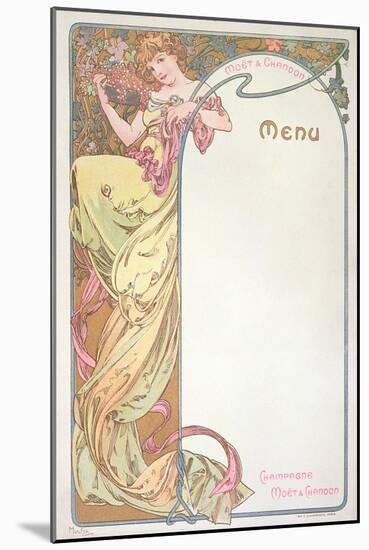 Moet and Chandon Menu, 1899-Alphonse Mucha-Mounted Giclee Print