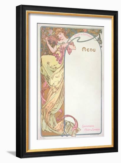 Moet and Chandon Menu, 1899-Alphonse Mucha-Framed Giclee Print