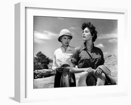 Mogambo by JohnFord with Grace Kelly and Ava Gardner, 1953 (b/w photo)-null-Framed Photo