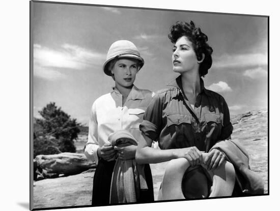 Mogambo by JohnFord with Grace Kelly and Ava Gardner, 1953 (b/w photo)-null-Mounted Photo
