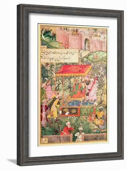 Mogul Emperor Basar Receives Uzbeg and Rauput at Agra, 1528, the Wariat-i-Barbari by Das, c.1590-null-Framed Giclee Print