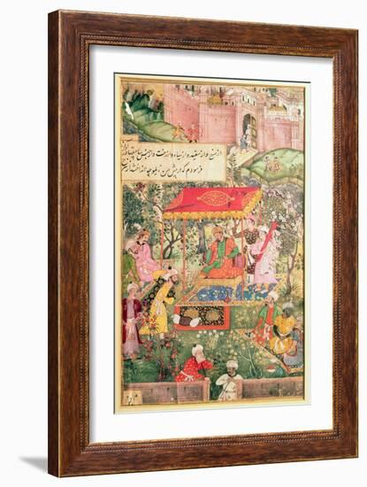 Mogul Emperor Basar Receives Uzbeg and Rauput at Agra, 1528, the Wariat-i-Barbari by Das, c.1590-null-Framed Giclee Print