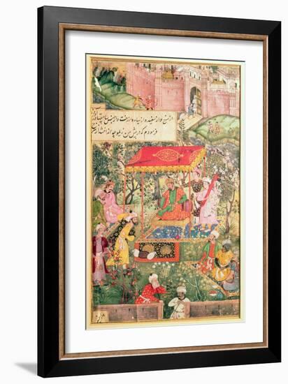 Mogul Emperor Basar Receives Uzbeg and Rauput at Agra, 1528, the Wariat-i-Barbari by Das, c.1590-null-Framed Giclee Print