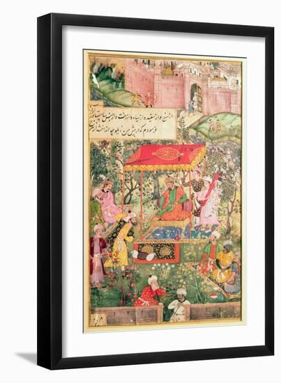 Mogul Emperor Basar Receives Uzbeg and Rauput at Agra, 1528, the Wariat-i-Barbari by Das, c.1590-null-Framed Giclee Print