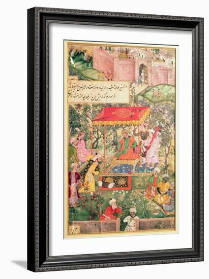 Mogul Emperor Basar Receives Uzbeg and Rauput at Agra, 1528, the Wariat-i-Barbari by Das, c.1590-null-Framed Giclee Print