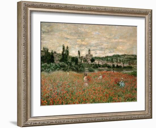 Mohnfeld Bei Vetheuil. Ca.1880-Claude Monet-Framed Giclee Print